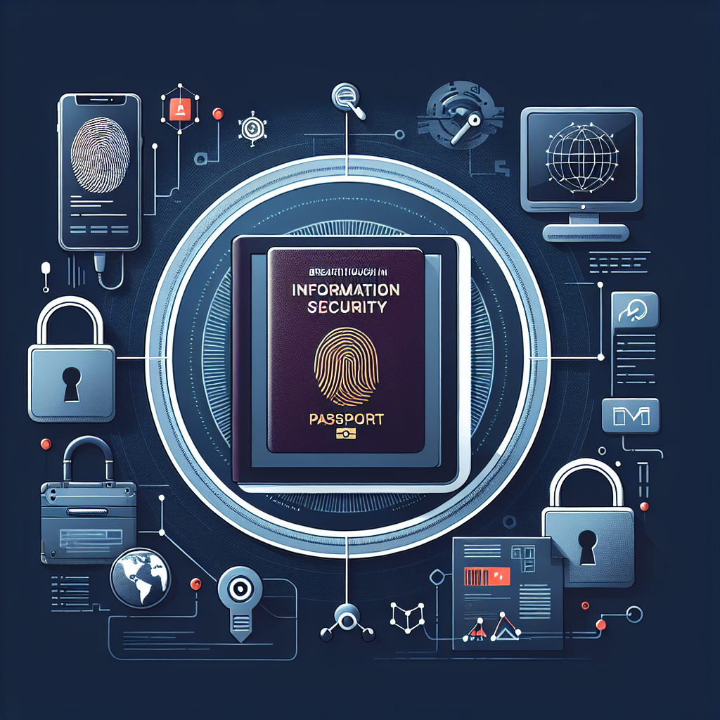 Illustrazione di un passaporto digitale biometrico con chip e impronta digitale